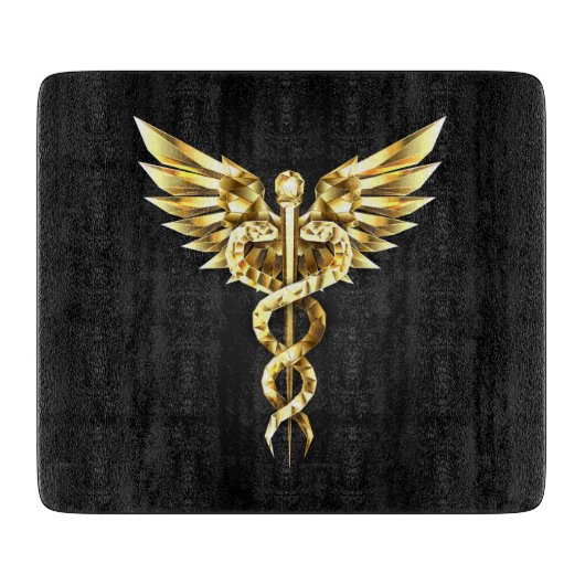 Gold Polygonal Symbol Caduceus Schneidebrett (Vorderseite)