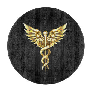 Gold Polygonal Symbol Caduceus Schneidebrett