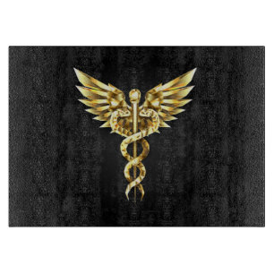 Gold Polygonal Symbol Caduceus Schneidebrett