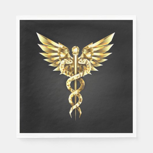 Gold Polygonal Symbol Caduceus Serviette (Vorderseite)