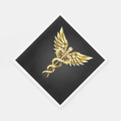 Gold Polygonal Symbol Caduceus Serviette (Ecke)