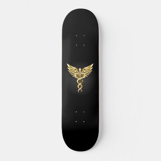Gold Polygonal Symbol Caduceus Skateboard (Vorderseite)