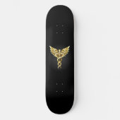 Gold Polygonal Symbol Caduceus Skateboard (Vorderseite)