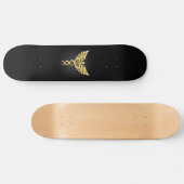 Gold Polygonal Symbol Caduceus Skateboard (Horizontal)