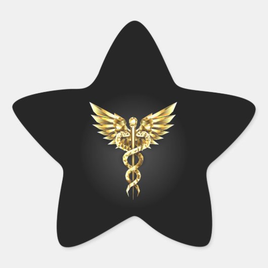 Gold Polygonal Symbol Caduceus Stern-Aufkleber (Vorderseite)