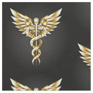 Gold Polygonal Symbol Caduceus Stoff