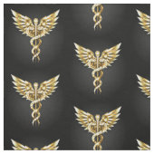 Gold Polygonal Symbol Caduceus Stoff (Muster)