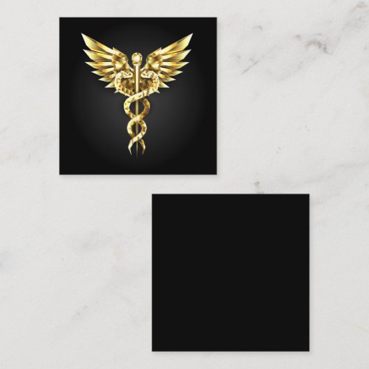 Gold Polygonal Symbol Caduceus Telefonnummerkarte (Vorne/Hinten)