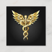 Gold Polygonal Symbol Caduceus Telefonnummerkarte (Vorderseite)