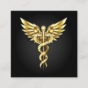 Gold Polygonal Symbol Caduceus Telefonnummerkarte