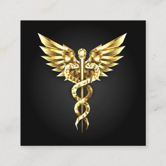 Gold Polygonal Symbol Caduceus Terminkarte (Vorderseite)
