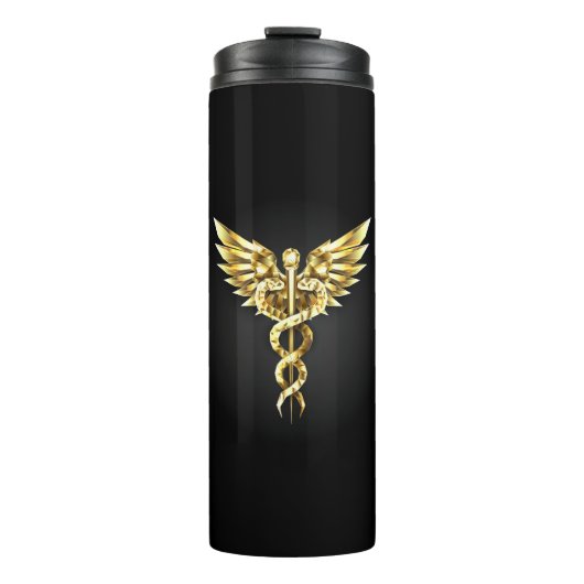Gold Polygonal Symbol Caduceus Thermosbecher (Vorderseite)