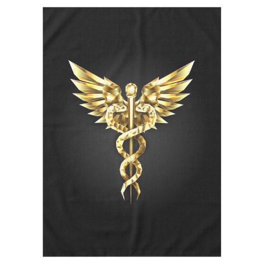 Gold Polygonal Symbol Caduceus Tischdecke (Vorderseite)