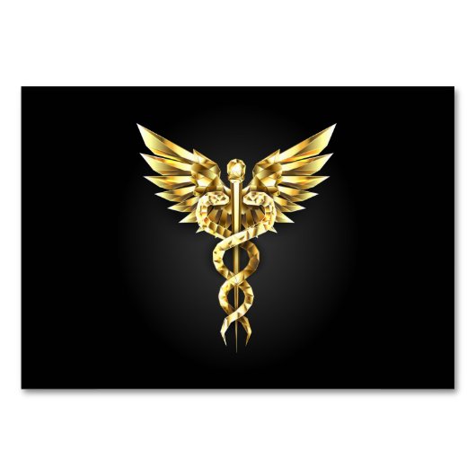 Gold Polygonal Symbol Caduceus Tischnummer (Vorderseite)