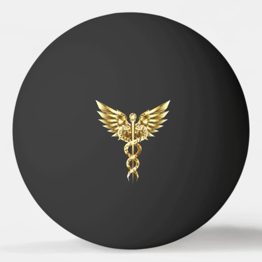 Gold Polygonal Symbol Caduceus Tischtennisball (Vorderseite)