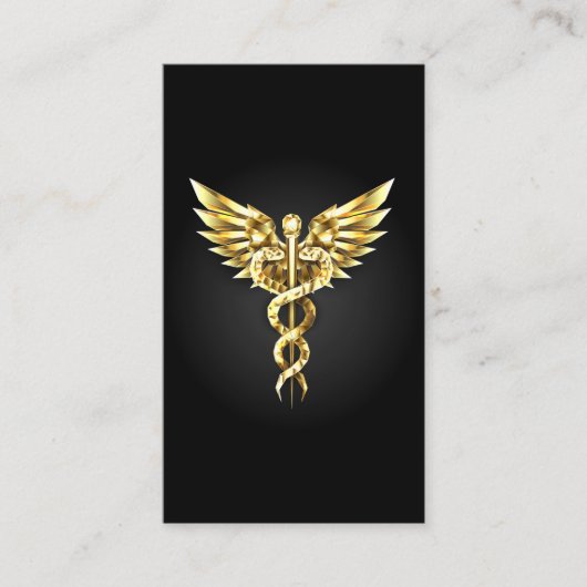 Gold Polygonal Symbol Caduceus Treuekarte (Vorderseite)