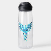 Gold Polygonal Symbol Caduceus Trinkflasche (Rückseite)