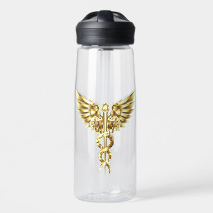 Gold Polygonal Symbol Caduceus Trinkflasche