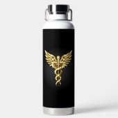 Gold Polygonal Symbol Caduceus Trinkflasche (Rückseite)