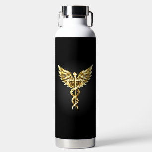 Gold Polygonal Symbol Caduceus Trinkflasche