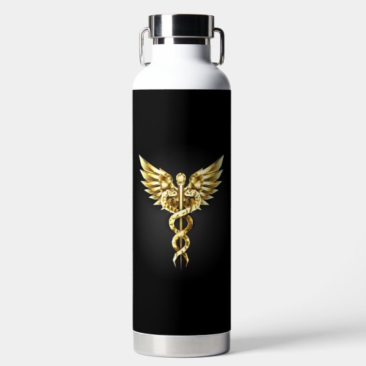 Gold Polygonal Symbol Caduceus Trinkflasche (Vorderseite)