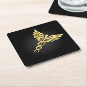 Gold Polygonal Symbol Caduceus Untersetzer (angewinkelt)