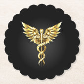 Gold Polygonal Symbol Caduceus Untersetzer (Vorderseite)