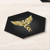 Gold Polygonal Symbol Caduceus Untersetzer (angewinkelt)