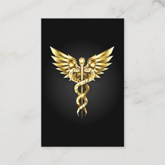 Gold Polygonal Symbol Caduceus Visitenkarte (Vorderseite)