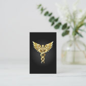 Gold Polygonal Symbol Caduceus Visitenkarte (Stehend Vorderseite)
