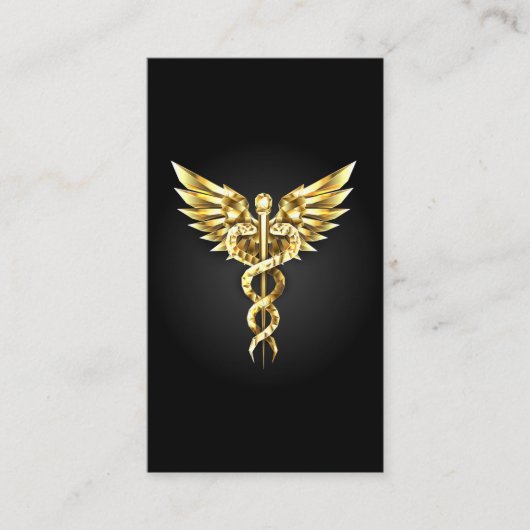 Gold Polygonal Symbol Caduceus Visitenkarte (Vorderseite)