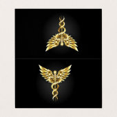 Gold Polygonal Symbol Caduceus Visitenkarten (Außenseite Aufgefaltet)