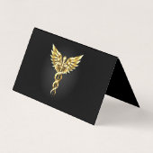 Gold Polygonal Symbol Caduceus Visitenkarten (Rückseite)