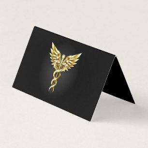 Gold Polygonal Symbol Caduceus Visitenkarten