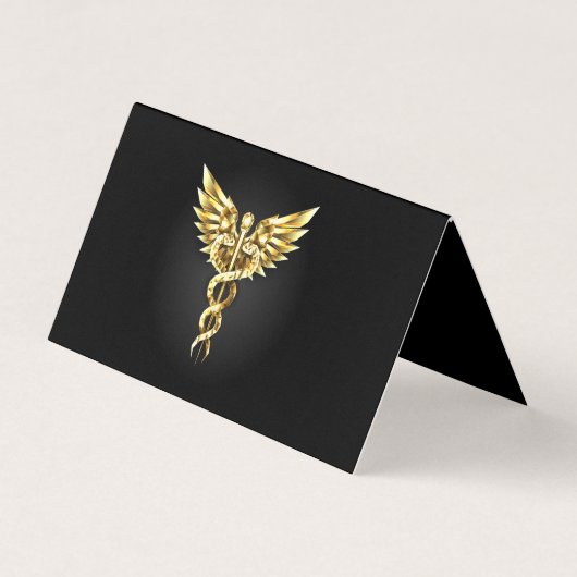 Gold Polygonal Symbol Caduceus Visitenkarten (Vorderseite)