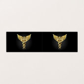 Gold Polygonal Symbol Caduceus Visitenkarten (Außenseite Aufgefaltet)