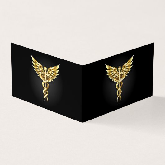 Gold Polygonal Symbol Caduceus Visitenkarten (Vorderseite)