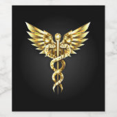Gold Polygonal Symbol Caduceus Weinetikett (Einzelnes Label)
