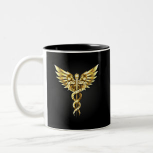 Gold Polygonal Symbol Caduceus Zweifarbige Tasse