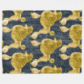 Gold Poodle Night Gray Fleecedecke (Vorderseite (Horizontal))