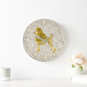 Gold Poodle Yellow Diamond Hour Minute Hand Große Wanduhr (Zuhause)