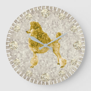 Gold Poodle Yellow Diamond Hour Minute Hand Große Wanduhr