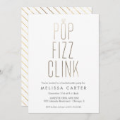 Gold Pop Fizz Clink Bachelorette Imitate Fossilien Einladung (Vorne/Hinten)
