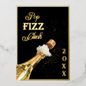 Gold Pop Fizz Clink New Years Eve Party Folieneinladung (Vorderseite)