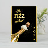 Gold Pop Fizz Clink New Years Eve Party Folieneinladung (Stehend vorne)