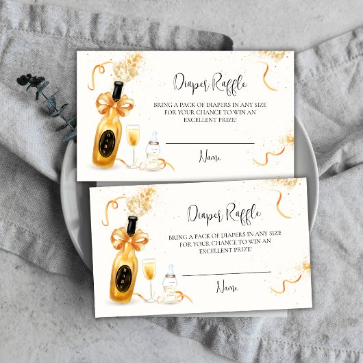Gold Poppin Champagner Diaper Raffle Baby Dusche Begleitkarte