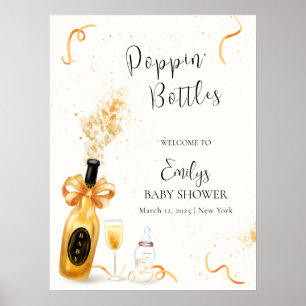 Gold Poppin Flaschen Champagne Baby Dusche Willkom Poster