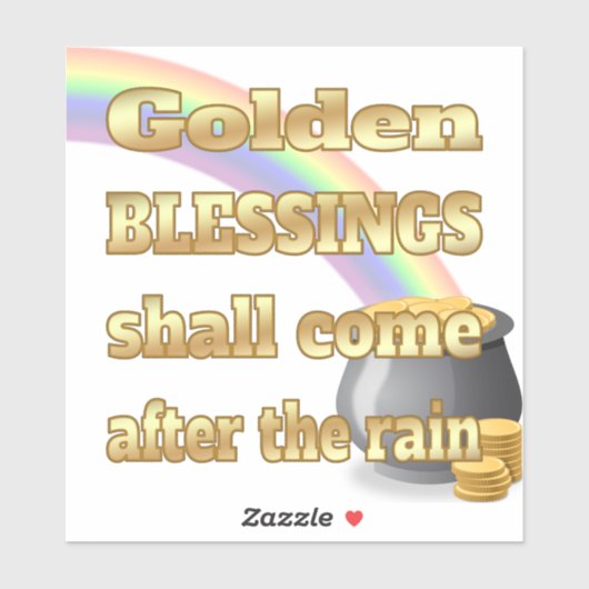 Gold-Pot am Ende des Regenbogens Aufkleber (Blatt)