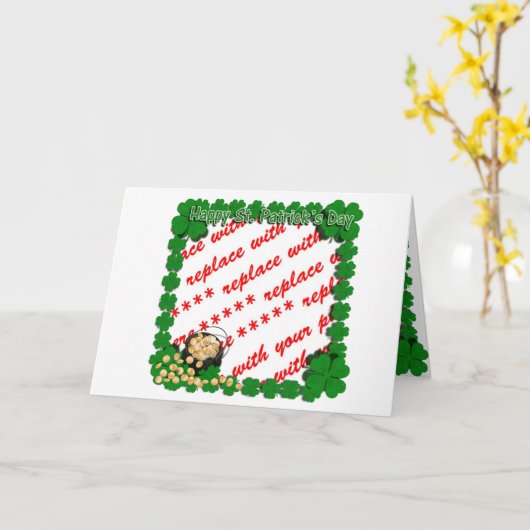 Gold-Pot mit Keilrahmen für den St. Patrick's Day Karte (Gelbe Blume)