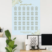 Gold & Powder Blue 30 Table Wedding Chart Poster (Heimbüro)